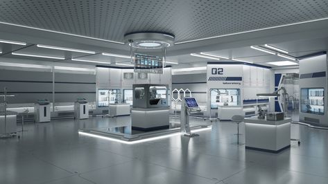 Sci Fi Laboratory Concept Art, Scifi Lab, Futuristic Laboratory, Futuristic Lab, Sci Fi Laboratory, Scifi Interior, Sci Fi Aesthetic, Science Room, Laboratory Design