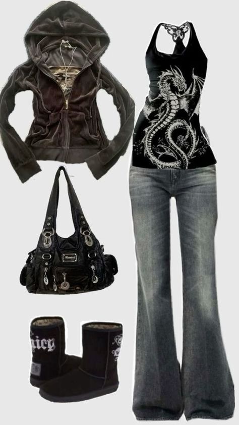 2000s Fashion Outfits Goth, Size 000 Outfits, Girly Grunge Outfits, Rockstar Grunge, 00s Mode, Mcbling Fashion, Trashy Outfits, 2014 Style, Rock Outfit