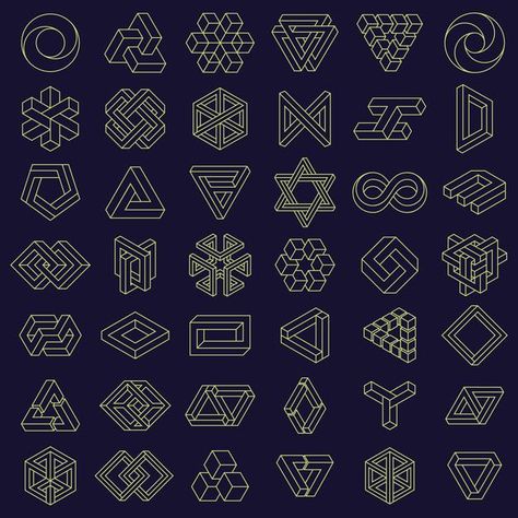 Optical illusion impossible shapes geome... | Premium Vector #Freepik #vector #logo #frame #abstract #circle