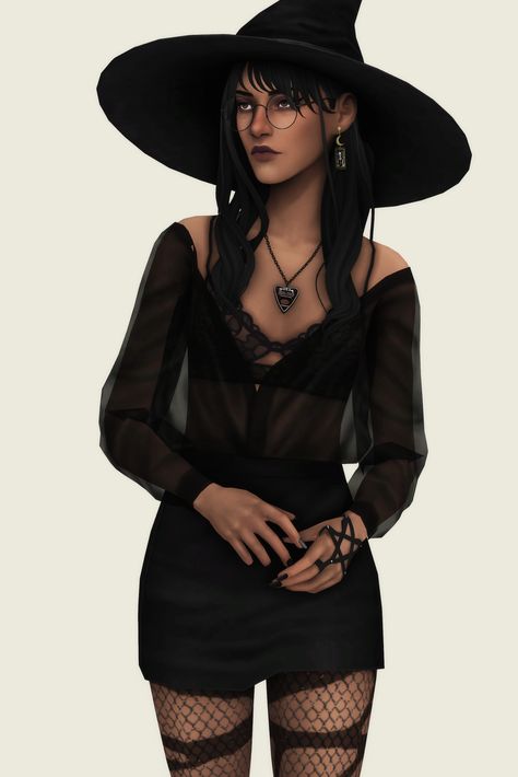 Adelarsims Tumblr Sims 4 Character Inspiration, Cassandra Goth Makeover, Cassandra Goth, Sims 4 Witch Outfit, Sims 4 Mm Cc Goth, Sims Goth Cc, Sims 4 Vampire Cc Clothes Maxis Match, Sims 4 Cc Witch Clothes Maxis Match, Sims 4 Cassandra Goth