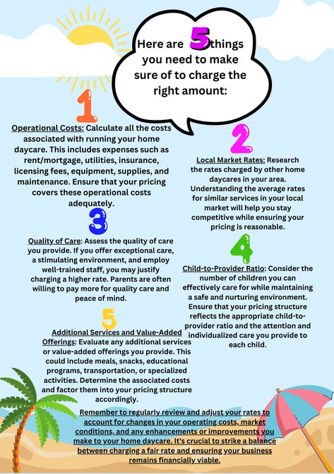 Daycare Charging Rates: The Ultimate Guide for Success in the Competitive Childcare Industry Unlock the secrets to setting optimal pricing for your daycare center with our comprehensive guide. Discover proven strategies to attract and retain clients, conduct effective market research, and expertly manage expenses. Elevate your daycare business to new heights of success with our valuable insights and actionable tips. Click now for the best guide on daycare charging rfor your childcare business Daycare Rates, Daycare Prices, Daycare Setup, Daycare Business Plan, Daycare Business, Starting A Daycare, Childcare Business, School Learning, Business Basics