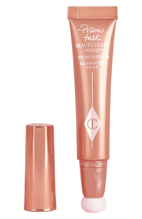 What it is: A liquid highlighting wand that illuminates the face.What it does: It enhances the skin's luminosity for a glossy highlight that plays with the light and stays put while looking dewy all day long. Velvety silica has magical, soft-focusing powers, and sensorial oil gives skin a silky-soft feel. Lindera extract magically mimics the effects of light for a youthful glow. How to use: Apply to the apples of your cheeks using the cushion applicator of the wand, then blend with your fingers Pillow Talk Medium, Charlotte Tilbury Pillow Talk, Beauty Light, Makeup Needs, Makeup Items, Pillow Talk, Makeup Essentials, Charlotte Tilbury, Makeup Collection