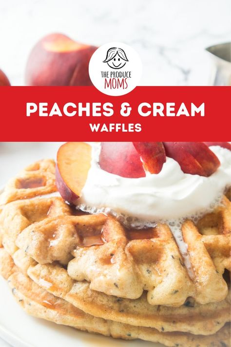 French Toast Waffles, Kid Friendly Breakfasts, Fast Food Breakfast, Breakfast Meat, Peach And Cream, Waffle Recipe, Chocolate Chip Pancakes, Peaches And Cream, Fitness Community