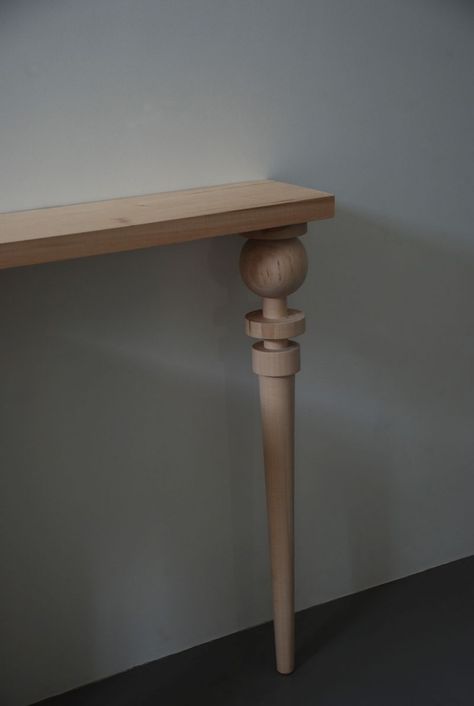 Marianne Evennou's Wooden Console: Remodelista Console Table Legs Ideas, Almirah Designs For Bedroom, Crochet Home Decor Ideas, Dining Table Design Modern, Wooden Furniture Legs, Headboard With Shelves, Furniture Design Sketches, Wooden Coat Hangers, Furniture Leg