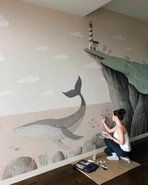 Painting A Mural, Ocean Mural, Vbs Themes, Murals For Kids, Wall Murals Painted, Hand Painted Walls, Room Idea, Kids Wall Murals, Mural Wall Art