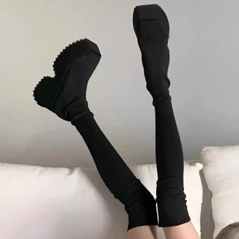 Just found this amazing item on AliExpress. Check it out! $15.35 55％ Off | Autumn Winter Women's Over The Knee Sock Boots 2023 Stretch Knitted Thick Heels Long Boots Woman Slip on Platform Shoes Over The Knee Sock Boots, Long Boots Women, Black Velvet Boots, Creeper Boots, Fabric Boots, Black Platform Shoes, Velvet Boots, Sock Boots, Socks And Heels