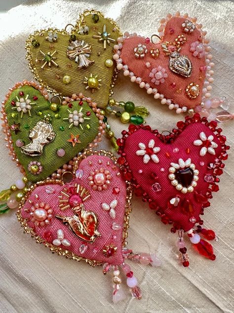 Archive | Millie Amber Millie Amber, Moire Fabric, Art Perle, Felt Beads, Embroidered Heart, Felt Christmas Ornaments, Embroidery Inspiration, Felt Christmas, Felt Ornaments