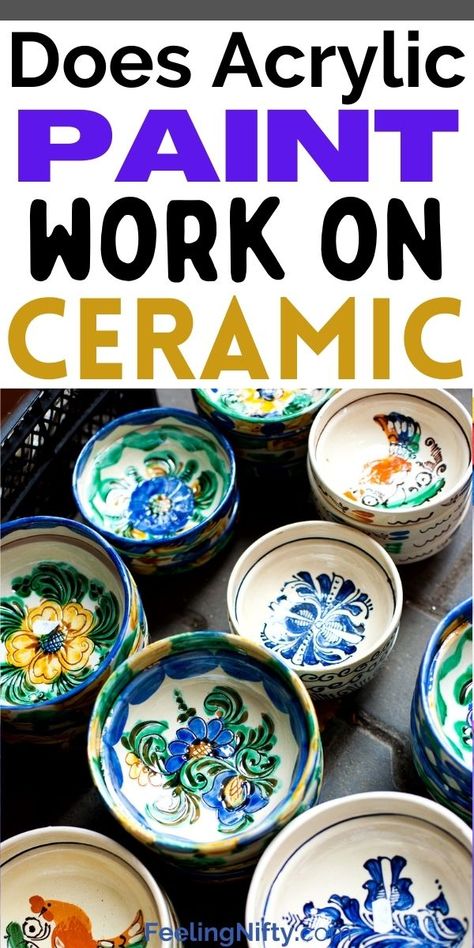 Does Acrylic Paint Work on Ceramic? How To Paint On Tiles, Diy Ceramic Paint, Painting On Ceramic Pots, Painting With Glaze Ceramics, Paint A Ceramic Pot, Painting On Tiles Art, Ceramic Acrylic Painting, How To Paint Pottery Ceramics, Upcycle Ceramics