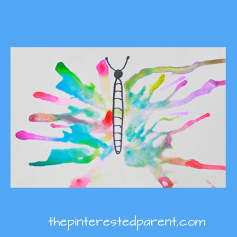 Blow paint creatures with printables - this is such a fun way for the kids to paint. Make a jellyfish, unicorn, lion, butterfly or a peacock. Arts & crafts for kids and preschoolers. Lion Butterfly, Preschool Butterfly, Blow Painting, Insect Study, Butterflies Theme, Blow Paint, Insect Activities, Insect Crafts, Butterfly Crafts