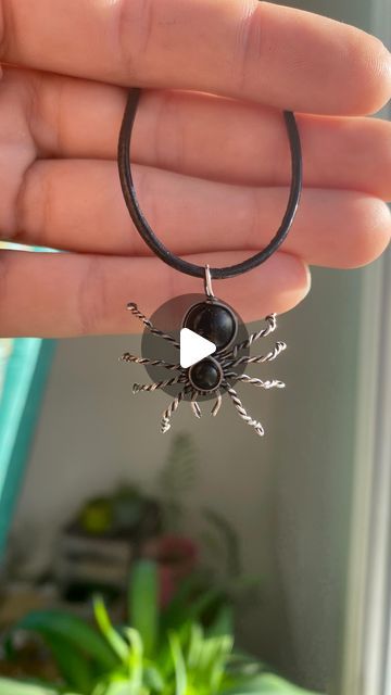 Abbey ~ Wire Wrapped Jewelry on Instagram: "🌟Spider Tutorial is LIVE on my YouTube channel!🌟🕷️ Come make some creepy crawlers with me in my latest tutorial! Not feeling crafty? These silver spider necklaces are available in shop with your choice of a chain or black leather cord for only $30! 🖤 YouTube and Shop links can be found in my bio! Have an awesome day everyone! . www.abbeyroadcollection.com . .. . #diy #wirewrap #diyjewelry #halloween #halloweencrafts #spider #wirewrapping #jewelrytu Wire Wrapped Spider Web, Bead Spider Tutorial, Wire Spider Tutorial, Beaded Spider Tutorial, Halloween Wire Wrapped Jewelry, Goth Jewelry Diy, Bead Wrapping, Spider Tutorial, How To Make Spiders