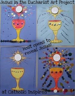 Jesus in the Eucharist ~ Art Project | Catholic Inspired ~ Arts, Crafts, and Activities! Eucharist Art, Catholic Kids Crafts, Religion Activities, Catholic Schools Week, Catholic Sacraments, Holy Eucharist, Communion Ideas, The Eucharist, Catholic Education