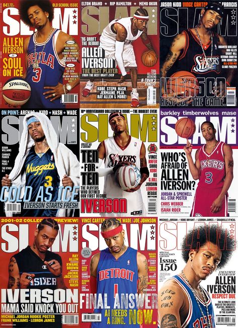 Basketball Magazine Cover, Basketball Magazine, Allen Iverson The Answer, Slam Magazine, Best Nba Players, Nba Basketball Art, Jason Kidd, Kobe Bryant Pictures, How To Focus Better