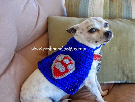 Posh Pooch Designs Dog Clothes: Super Hero Dog Cape Free Crochet Pattern | Posh Pooch Designs Dog Cape Pattern, Cape Crochet, Super Hero Cape, Crochet Dog Clothes, Dog Onesies, Pet Sweaters, Cape Pattern, Pink Puppy, Pet Sweater