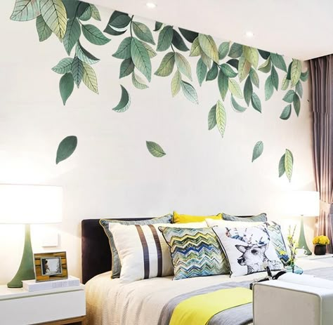 Room Wall Painting, Baby Nurseries, Bedroom Wall Designs, Interior Design Per La Casa, Bedroom Wall Paint, Glass Desk, Wall Painting Decor, Wall Paint Designs, Leaf Wall