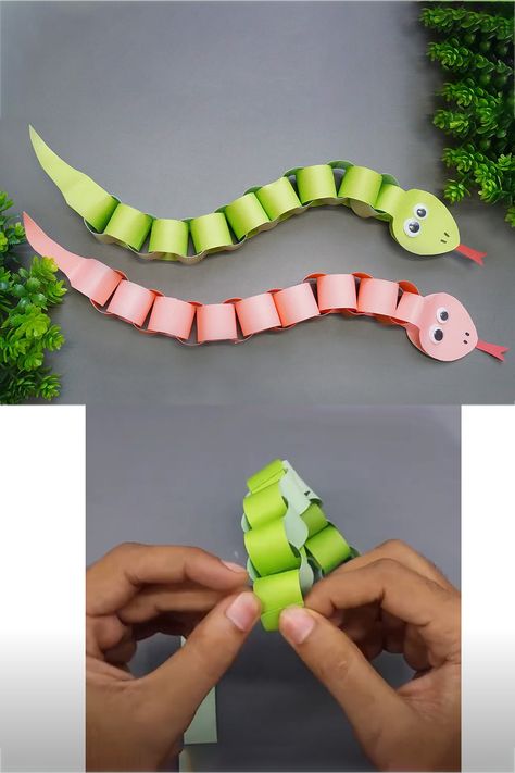 DIY Paper Snake making Step by Step - How to Make Paper Snake Craft - Easy Paper Crafts - It's Very Easy and Simple Paper Snake - Paper Craft Ideas. #Snake #Crafts #DIY Paper Snake Craft, Snake Paper Craft, Diy Snake Decor, Paper Chain Snake, Nursery Craft Ideas, Snakes For Kids, Origami Snake, Classroom Parent, Kids Paper Crafts