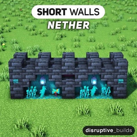 Deepslate Minecraft Buildings, Blackstone Minecraft Builds, Minecraft Building Ideas Nether, Minecraft Deep Slate Build, Wall Designs Minecraft, Minecraft Walls Ideas, Nether Builds, Minecraft Building Guide, Minecraft Wall