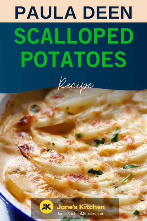 Scalloped potatoes in a serving dish Potatoes Scalloped Recipe, Paula Dean Scallop Potatoes, Southern Living Scalloped Potatoes, Gourmet Scalloped Potatoes, Scalloped Potatoes Stove Top, Red Scalloped Potatoes, Paula Deen Scalloped Potatoes, Scalloped Potatoes Paula Deen, Scallop Potatoes Recipes Easy