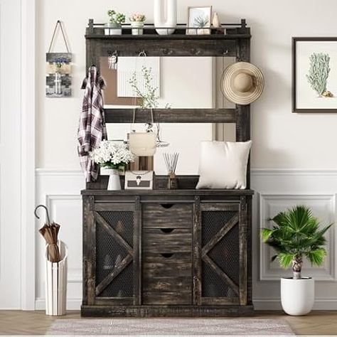 Amazon.com: Bush Furniture Woodland Entryway Bench with Doors and Wall Mounted Coat Rack | Mudroom Shoe Storage, Clothing Organizer, 40W, White Washed Maple : Home & Kitchen Dressing Mirrors, Shoe Cubbies, Shoe Storage Bench Entryway, Hall Tree With Storage, Shoe Cubby, Tree Coat Rack, Sliding Door Design, Entryway Bench Storage, Comfortable Furniture