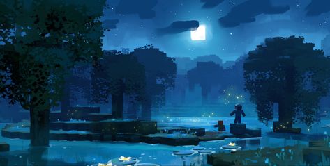 Minecraft live swamp nighttime concept art pretty wild update 1366x768 Wallpaper, 1366x768 Wallpaper Hd, Minecraft Wallpaper, Wallpaper Animes, Minecraft Art, Minecraft Fan Art, Minecraft 1, Environment Concept Art, Computer Wallpaper