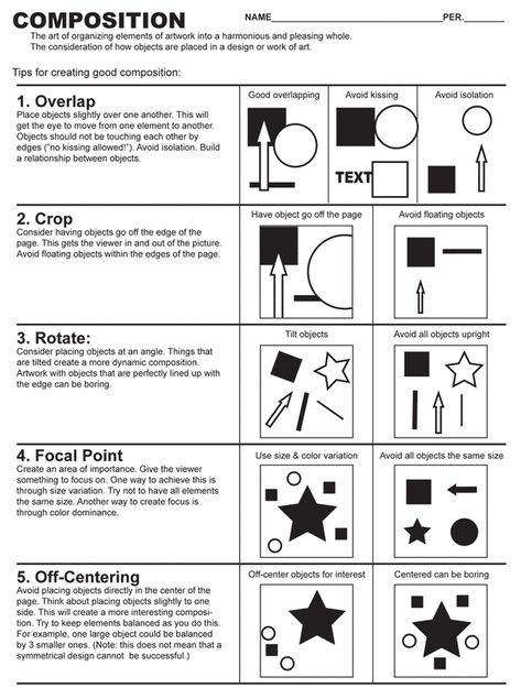 Picture Composition In Art, Art Handouts, Town Art, Istoria Artei, Desain Editorial, Art Theory, Art Basics, Art Worksheets, Principles Of Art