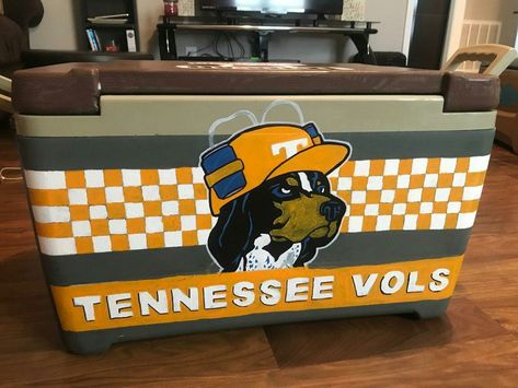 Tennessee Cooler Painting, Tennessee Frat Cooler, Tennessee Vols Painting, Nola Cooler, Formal Coolers, Fraternity Cooler, Formal Cooler Ideas, Fraternity Coolers, Formal Cooler