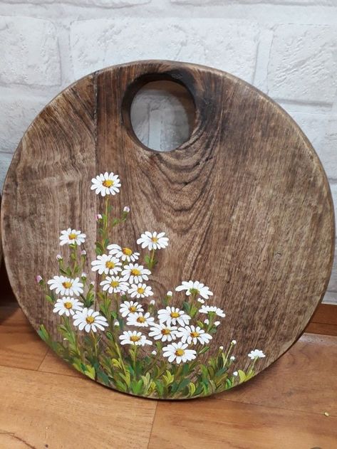 Paint On Driftwood, Painting On Boards Acrylics, Acrylic Wood Painting, Rustic Painting Ideas, Easy Painting On Wood, Painting Flowers On Wood, Flowers Painted On Wood, Art On Wood Painting, Painted Flowers On Wood