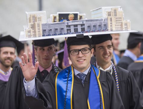 I KNOW THEM! Notre Dame architecture grads wear a replica of "Campus Crossroads" stadium across their caps (credit: South Bend Tribune). Architecture Cap Graduation, Graduation Cap Designs Architecture, Architecture Graduation Cap, Architecture Graduation, Grad Cap Designs, Intercom System, Graduation Leis, Grad Caps, Graduation Cap Designs