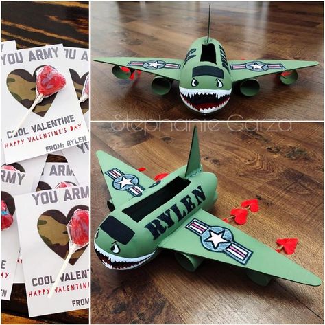 Army Valentines box Airplane Valentines Boxes, Airplane Valentine Boxes For Boys, Army Valentine Box Ideas, Plane Valentines Boxes, Army Tank Valentines Boxes, Valentines Day Box Ideas For Boys, Tank Valentines Boxes, Army Valentines, Tool Box Valentine Boxes