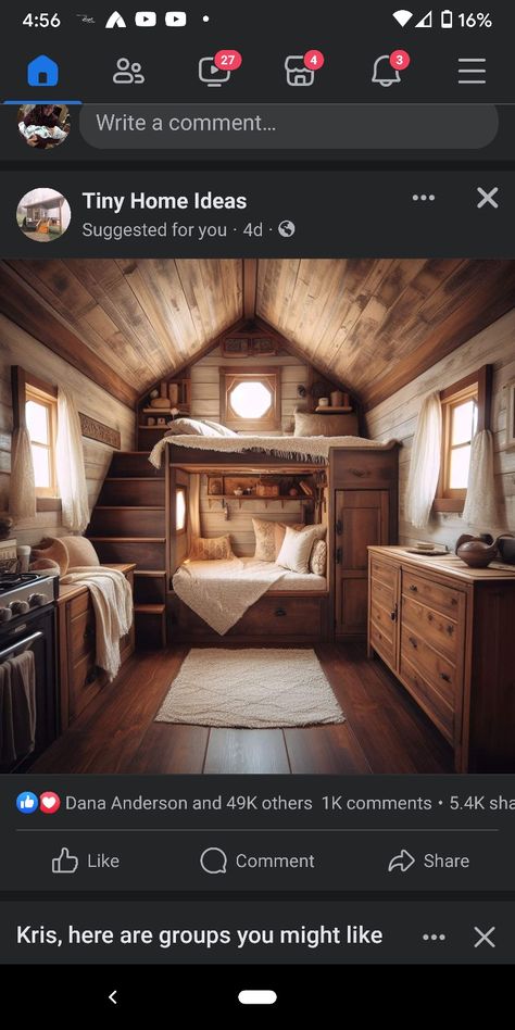 Tudor Tiny House, Built In Shelves, Tiny Homes, House Stuff, Cozy House, Tiny House, New Homes, Cabin, Shelves