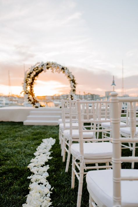 Waterfront Wedding Ceremony, Marina Wedding, Waterfront Wedding, California Coastal, Destination Wedding Planning, Venue Decor, Ceremony Arch, Wedding News, Wedding Chicks