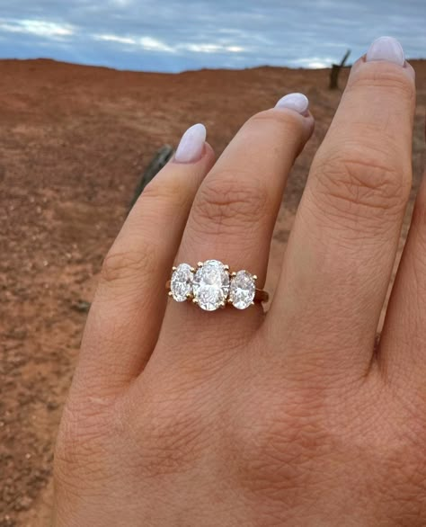 Good things come in threes✨️  Sooo obsessed with this triple oval design 🤩 Most Popular Engagement Rings, Trilogy Engagement Ring, Popular Engagement Rings, Engagement Ring Guide, Engagement Ring Photos, Elegant Engagement Rings, Simple Engagement Rings, Dream Engagement, Lab Grown Diamonds Engagement