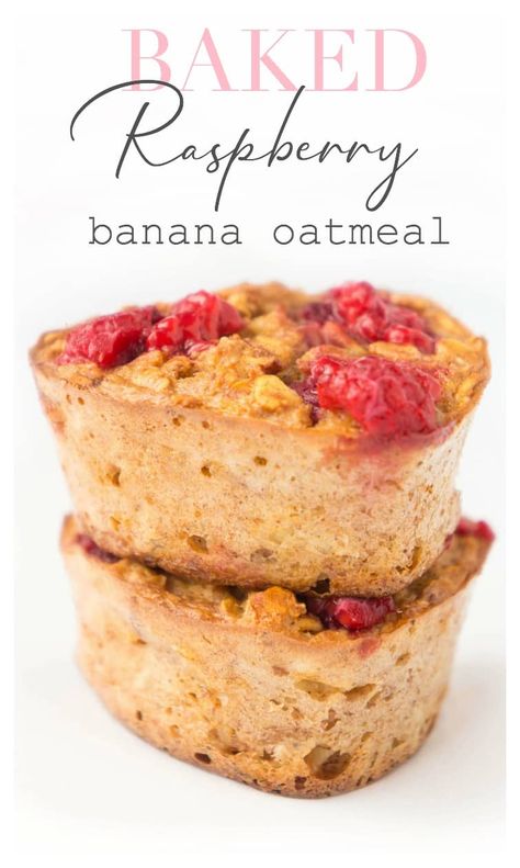 Raspberry Banana Baked Oatmeal Hearts | Haute & Healthy Living Oatmeal Muffins No Flour, Raspberry Oatmeal Muffins, Raspberry Oatmeal Bars, Oats Snacks, Raspberry Banana, Toddler Finger Foods, Raspberry Oatmeal, Baby Muffins, Baked Oatmeal Healthy