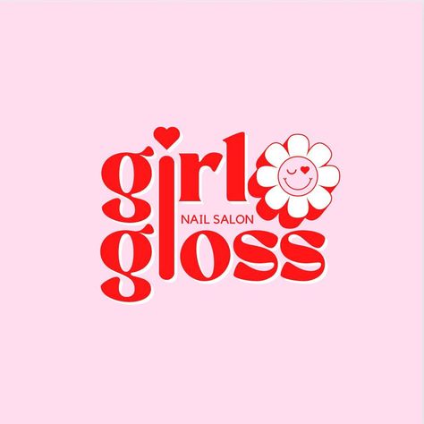 GIRL GLOSS 🌸 Look at this super funky Logo Refresh created for ‘Girl Gloss’🌟 Fancy an exciting looking logo like this? Send us a Dm to… | Instagram Logo Design Ideas Nails, Logo Girly Design, Abstract Logo Ideas, Nail Artist Logo Design Ideas, Girly Logo Design Ideas, Nail Shop Logo, Cute Logos Design, Nail Logo Design Ideas, Beauty Shop Logo