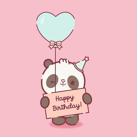 Panda Birthday Wishes, Happy Birthday Panda Image, Cute Birthday Images, Cute Kawaii Birthday Cards, Cute Wishes For Birthday, Happy Birthday Cartoon Cute, Birthday Cute Wishes, Happy Birthday Cute Drawing, Happy Birthday Cute Images