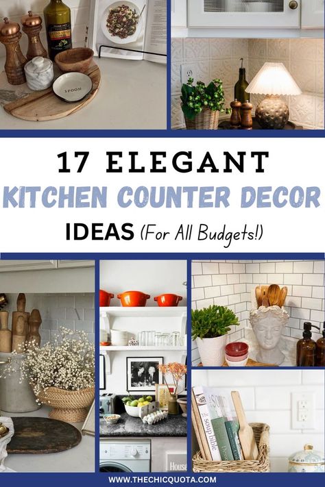 If the kitchen is the heart of the house, then your counters are the perfect canvas to display who you are through some convenient but carefully selected kitchen counter decor. Try to recreate some of the 17 ideas I suggest in this post to infuse your space with personality and warmth, no matter what your favorite design style is! Ideas To Decorate Kitchen, How To Decorate Kitchen Counters, Kitchen Counter Decor Ideas, Counter Decor Ideas, Decorate Kitchen, Kitchen Counter Decor, Counter Decor, Kitchen Counters, Simple Kitchen