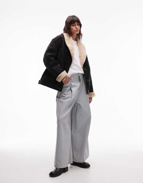 Coats & Jackets by Topshop This is Topshop Shawl collar Button placket Belted hem Borg trims Regular fit Leopard Print Baby, Winter Party Dress, Car Coat, Black And Cream, Satin Slip Dress, Maxi Dress Trend, Petite Maternity, Adidas Samba, Plus Size Pregnancy