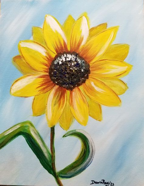 Sunflower by DawnRae Sunflower Acrylic Painting, Canvas Inspiration, Drawing Scenery, Fall Canvas Painting, Vinyl Painted, Measuring Stick, Sunflower Drawing, Fall Canvas, Sunflower Canvas