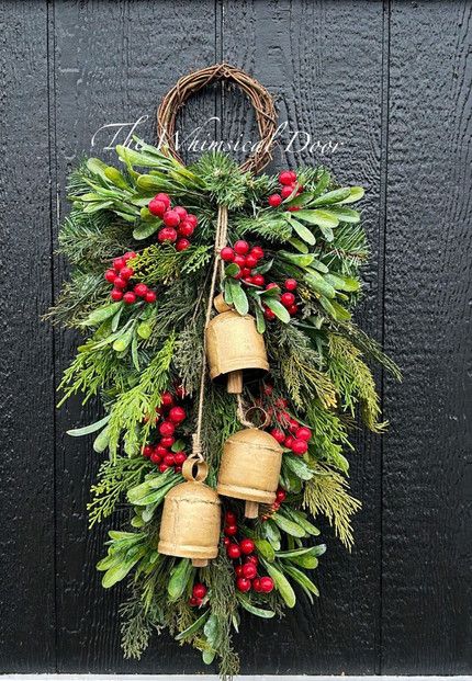 Whimsical Door, Diy Swag, Fresh Christmas Wreath, Winter Greens, Swag Ideas, Mistletoe Christmas, Cottage Wreath, Christmas Swag, Sense Of Purpose