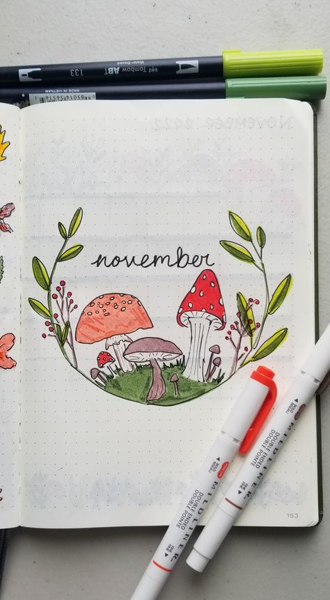 Mushroom Journal Page, Mushroom Journal Ideas, Cottagecore Lettering, Mushroom Bullet Journal Theme, Mushroom Bujo Theme, Bullet Journal Mushroom Theme, Cottagecore Bullet Journal, Mushroom Bujo, Mushroom Bullet Journal