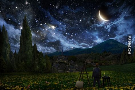 Cer Nocturn, Looking At The Stars, Sky With Stars, You Are My Moon, Arte Van Gogh, Digital Art Gallery, Night Pictures, Starry Night Van Gogh, Foto Art