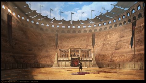 Fantasy Arena Concept Art, Fantasy Layout, Roman Colosseum, Song Of Ice And Fire, Ice And Fire, Game Of Thrones Art, Fantasy City, Game Background, Fantasy Places