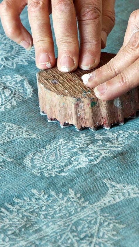 Wooden Printing Blocks, Fabric Stamping, Eco Printing, Block Printing Fabric, Oil Cloth, Block Printing, Diy Prints, Fabric Paint, Annie Sloan