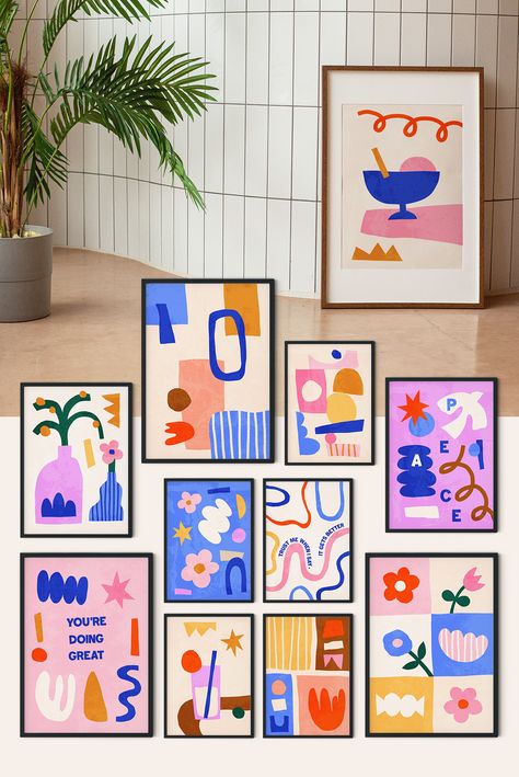 Cutout Vibes Vector Poster Creator :: Behance Color Palette 2022, Sell Digital Art, Create Poster, Italy Illustration, Wall Art Idea, Colorful Homes, Valentine's Day Illustration, Colourful Home Decor, Living Colors