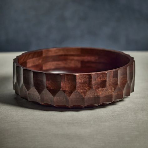 Carved Mango Wood Bowl - Walnut Finish Mango Wood Bowls, Hand Carved Wooden Bowls, Wood Turned Bowls, Wood Bowls Carving, Carved Wooden Bowl, Wood Dishes, Wooden Dishes, Wooden Kitchen Utensils, Wooden Accessories