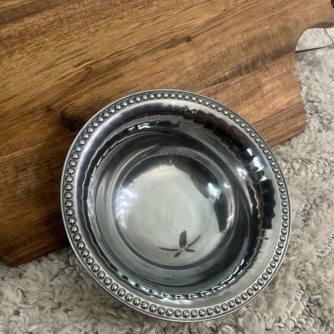 RWP Wilton Armetale Stamped Pewter Bowl 6 Inch Dia Metal Beaded Pearl Trim. Pewter Bowl, Wilton Armetale, Hutch, Metal Beads, 6 Inches, The Original, Original Box, Stamp, Trim