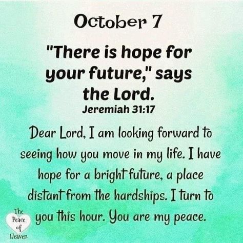 October 7 Bible Verse, October Blessings, Bible Verse Jeremiah, Jeremiah 31, 7 October, 10 October, Morning Prayer Quotes, Happy Good Morning Quotes, Christian Quotes Prayer