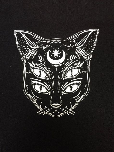 ojos Patches Cat, Soul Patch, Punk Patches, Cat Patch, The Moon, Moon, Black