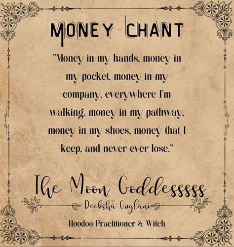 Quick Money Chant. If you can’t perform any spell or ritual this is for you. Chant this 9 times daily. Taken from my favourite @hoodoodelish Change Their Mind Spell, Witch Chants Magic Spells, Change Of Luck Spell, Money Chants That Work, Money Bowl Spell Chant, Witchcraft Chants Magic Spells, Spell To Make Someone Do What You Want, Money Chanting Spells, Spell To Get Money Fast