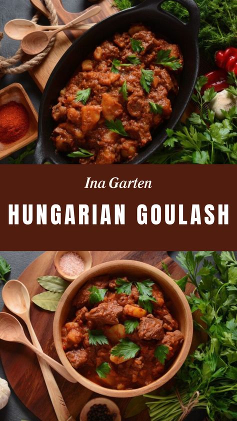 Ina Garten Hungarian Goulash Recipe Hungarian Beef Goulash, Foreign Recipes, Hungarian Goulash, Hungarian Paprika, Goulash Recipe, Beef Goulash, Beef Shank, Goulash Recipes, Red Bell Peppers