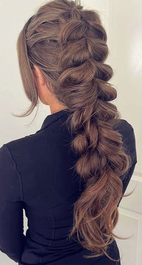 Pull Through Bubble Braid, Braids Brush Ibis Paint, Braids Pulled Back, Fancy Braids, Chunky Braids, Bubble Braid, Big Braids, Easy Hairstyles For Thick Hair, Hairstyles 2024